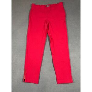 89th & Madison Pants Womens Large Red Ankle Zip Pull On Stretch Career Trousers